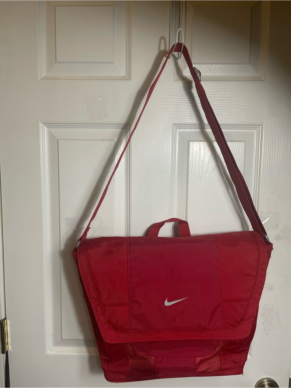 Nike Red Men's Fabric Messenger/ laptop Bag with Adjustable Strap